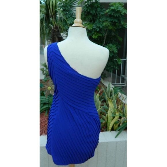 ModCloth One Shoulder Pleated Dress Blue Size M‎ - Picture 5 of 8